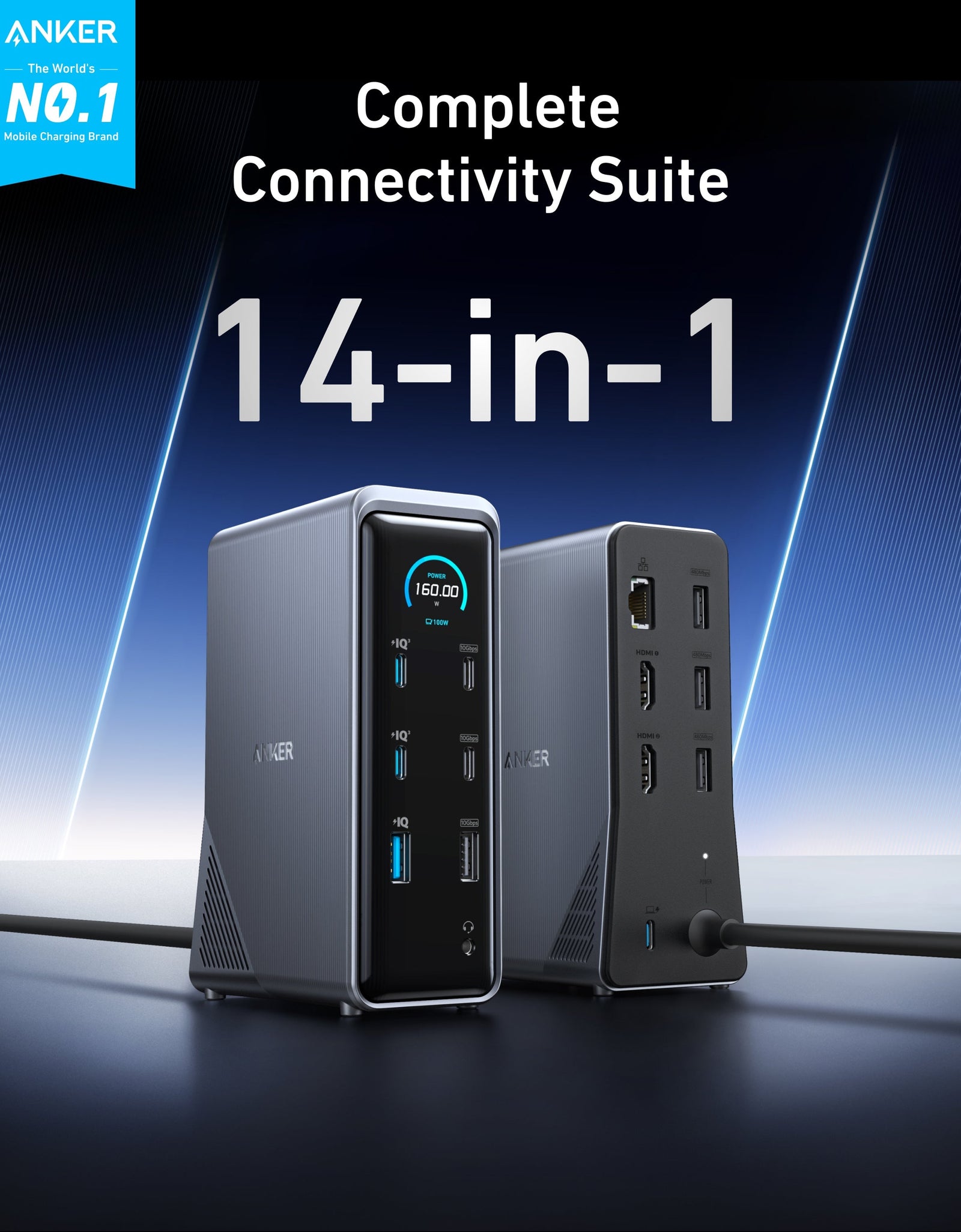 Anker Prime Charging Docking Station (14-in-1, Dual Display, 160W)
