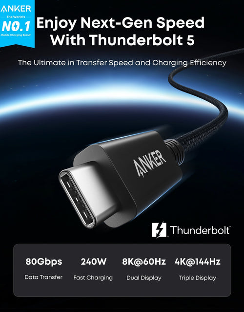 Load image into Gallery viewer, Anker Prime Thunderbolt 5 Cable (3.3 ft/1.7 ft, 80 Gbps, 240W)
