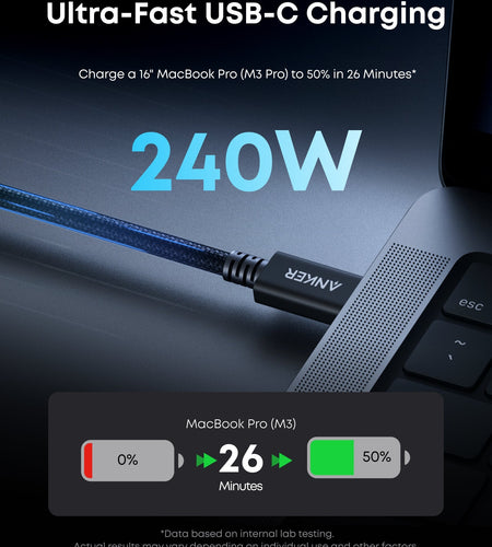 Anker Prime Thunderbolt 5 Cable (3.3 ft/1.7 ft, 80 Gbps, 240W)