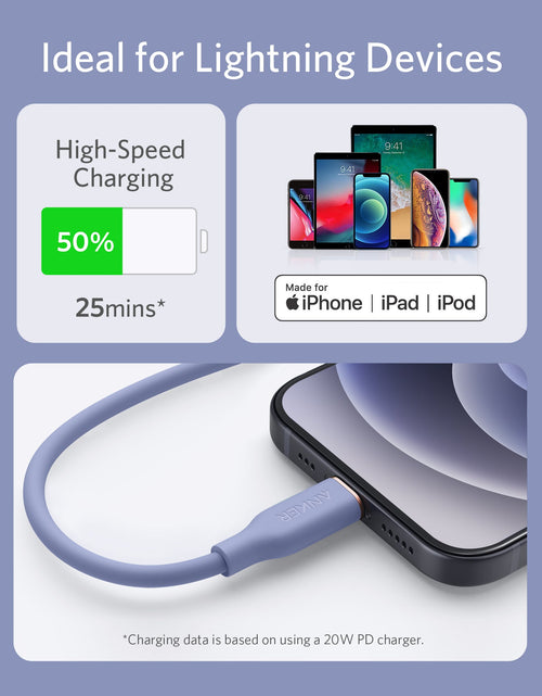 Load image into Gallery viewer, Anker <b>641</b> USB-C to Lightning Cable (Flow, 3 ft Silicone)
