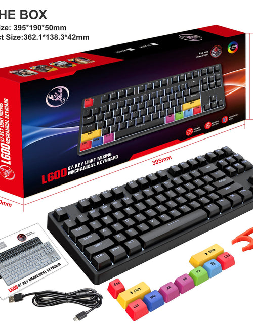 Load image into Gallery viewer, 87 key wired mechanical gaming keyboard with red axis for esports and office use, with over 20 types of white light insertable shafts
