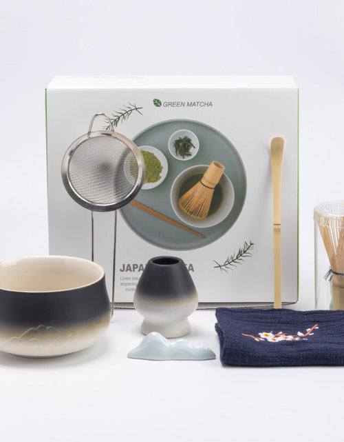 Load image into Gallery viewer, Premium 8-piece Matcha Set: Ceramic Chawan, whisky gift box, Matcha tools – for tea lovers
