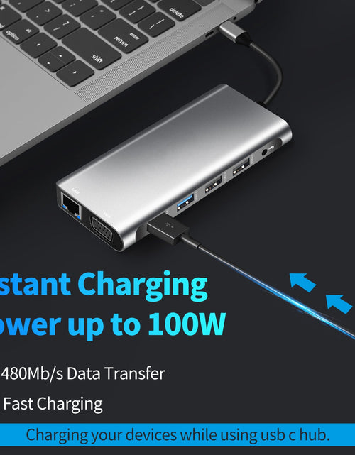 Load image into Gallery viewer, Type-C to Dual HDMI VGA Same Screen Dock 12 in 1 Notebook MacBook Converter USB HUB
