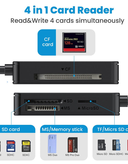 Load image into Gallery viewer, USB 3.0 Four in One USB 3.1 CF SD TF MS Memory Card/DSLR Camera Card Reader Type-c
