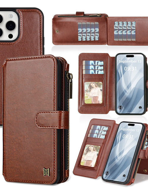 Load image into Gallery viewer, IPhone15 Pro multifunctional wallet leather case IP15 phone case detachable magnetic protective case
