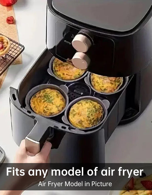 Load image into Gallery viewer, 4-6 reusable silicone air fryer liners &amp; baking cups – non-stick kitchen tools for eggs, cakes, meatballs.
