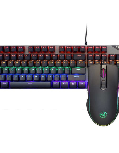 Load image into Gallery viewer, Suspended keycaps with real mechanical feel illuminated RGB keyboard and mouse game 104 keyboard and mouse wired set

