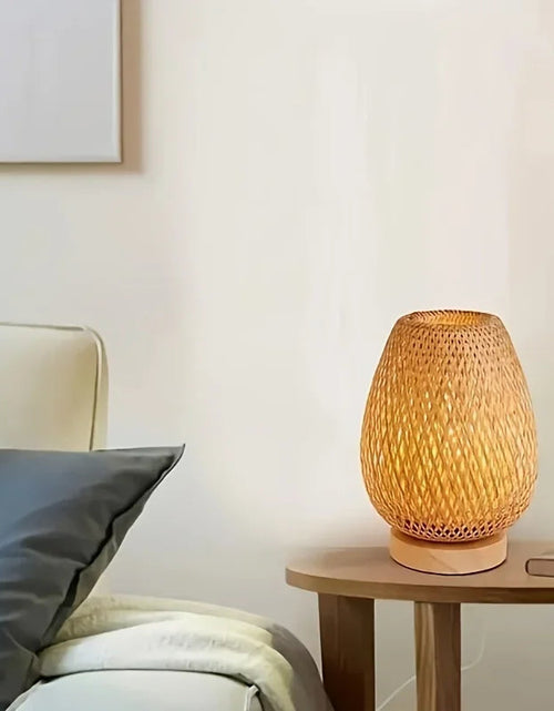 Load image into Gallery viewer, Retro Japanese Style Lamp Bamboo Woven Desk Lamp Handmade Rattan LED Desk Lamp Wooden House Decoration Light
