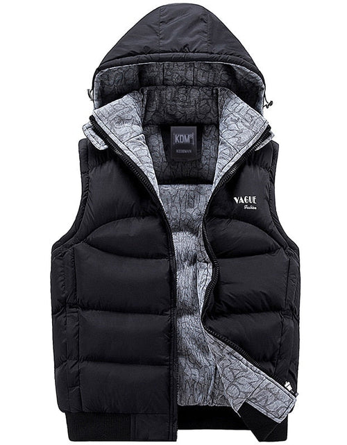 Load image into Gallery viewer, Fashion Sleeveless Jacket 2019 Men Thickening 100% Cotton Vest Hat Hooded Warm Vest Winter Waistcoat Men Casual Windbreaker
