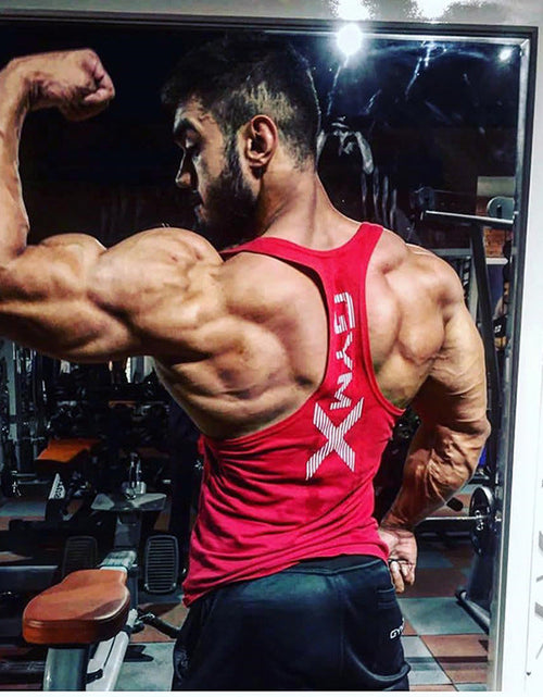 Load image into Gallery viewer, Men's fitness vest muscle exercise tight fitting T-shirt quick drying top fitness suit muscle training sleeveless
