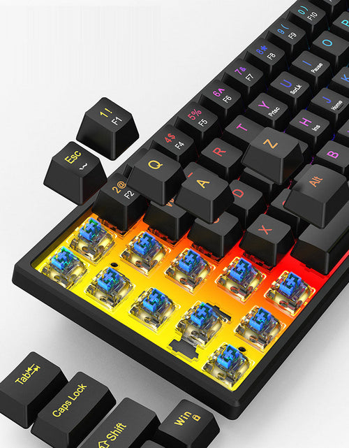 Load image into Gallery viewer, Plug in mechanical keyboard with blue shaft and 61 keys, mini portable wired detachable mechanical keyboard for esports
