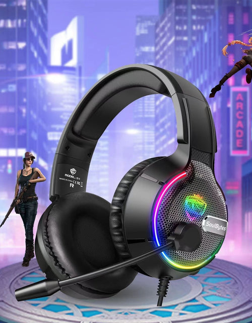 Load image into Gallery viewer, Head mounted gaming headset Soulbytes S19 wired RGB computer headset anchor gaming headset
