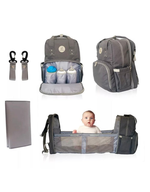 Load image into Gallery viewer, MoonBaby Backpack Diaper Bag Foldable Changing station Portable Crib Bassinet
