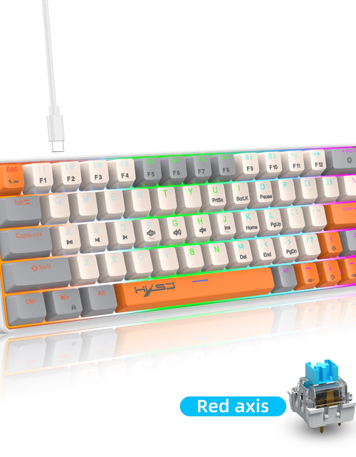 Load image into Gallery viewer, 63 key portable 60% mechanical gaming keyboard RGB backlit compact mini gaming keyboard

