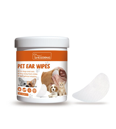Yegbong Pet Ear Wipes, Pet Ear Cleaning Deodorizing Removing Mite And Earwax Cleaning Wipes