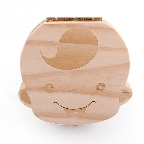 Load image into Gallery viewer, Lovely Girl /Boy Image Wooden Baby Milk Teeth Box Baby Souvenirs Fetal Hair Tooth Collection Save Box Recording Baby Growth
