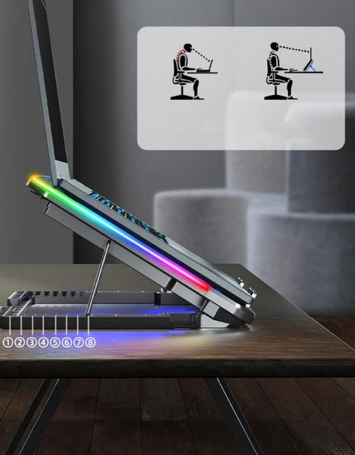 Load image into Gallery viewer, New Laptop Cooler Laptop Cooling Pad Notebook Gaming Cooler Stand with 6 LED Fan 2 USB Ports Phone Holder for 15.6in Laptop
