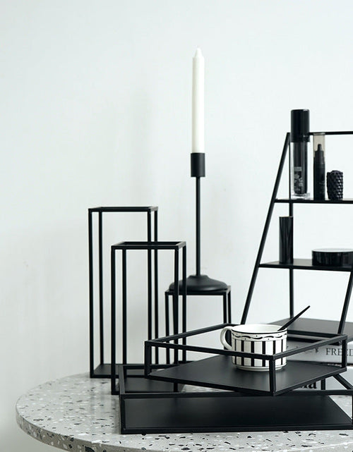 Load image into Gallery viewer, Tea Break Dessert Rack Set Simple Modern Black Iron Cake Plate Marble Tray Creative Cake Rack

