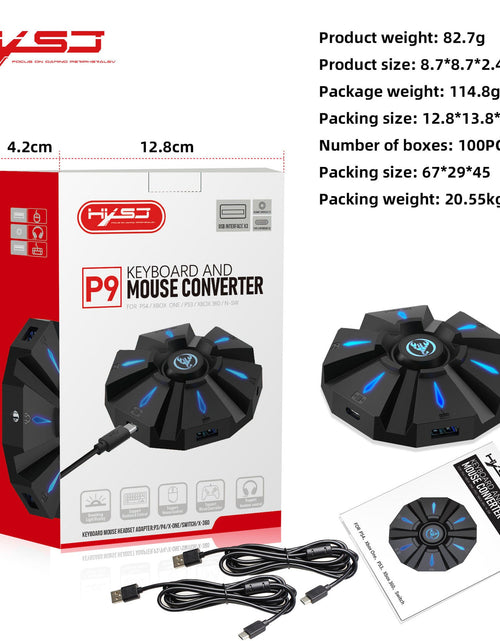 Load image into Gallery viewer, P9 keyboard mouse converter set supports various gaming devices and gamepads in the market
