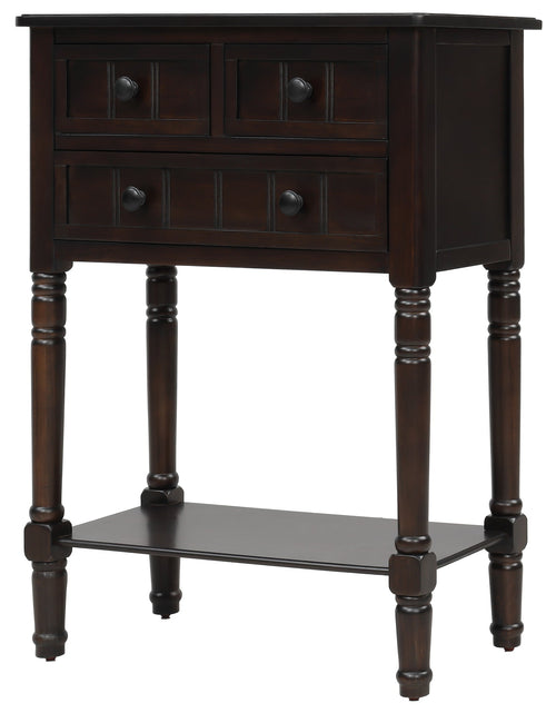 Load image into Gallery viewer, TREXM Narrow Console Desk, Ultra Thin Sofa Table with Three Storage Drawers and Living Room Bottom Shelves (Espresso)
