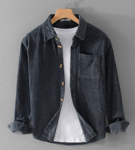Autumn and winter men's corduroy long sleeved shirt, simple, casual, trendy, retro, handsome men's shirt