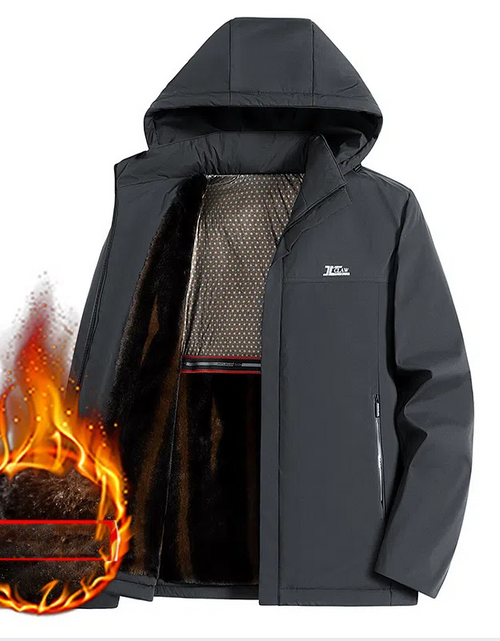 Load image into Gallery viewer, Men's mink fur autumn and winter middle-aged and elderly dad outfit with thick fleece, middle-aged casual business cotton jacket
