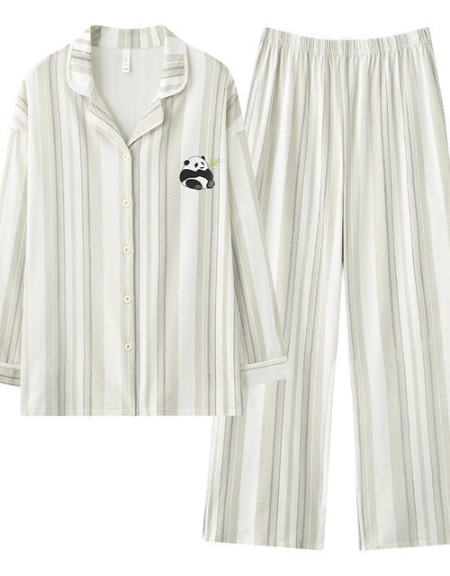 Load image into Gallery viewer, Pure cotton couple pajamas women's spring and autumn men's home suit set
