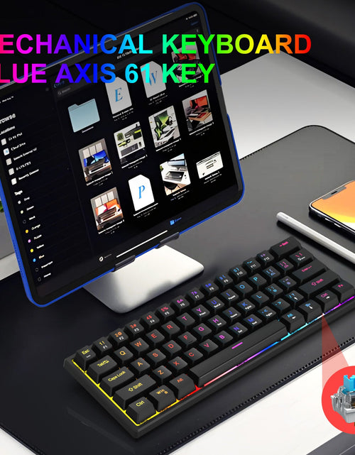 Load image into Gallery viewer, Plug in mechanical keyboard with blue shaft and 61 keys, mini portable wired detachable mechanical keyboard for esports
