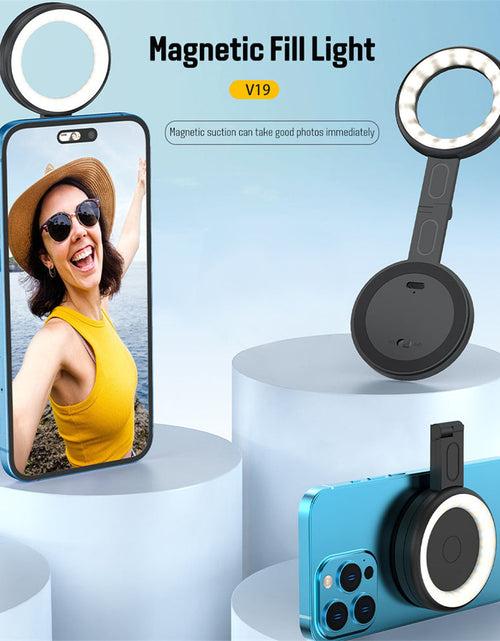 Load image into Gallery viewer, Magnetic LED Fill Light for Phone Selfie Light LED Video Light 2500K-9000K Dimmable Built-in Battery Replacement for iPhone Vlog
