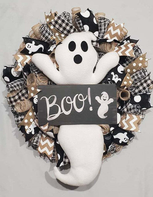 Load image into Gallery viewer, Halloween Ghost Wreath Cute Boo Ghost Wreath Day Door And Window Scene Decoration Props
