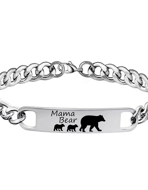 Load image into Gallery viewer, Customized 3-5 days Stainless steel Mama Bear Mother's Day gift engraved titanium steel bracelet
