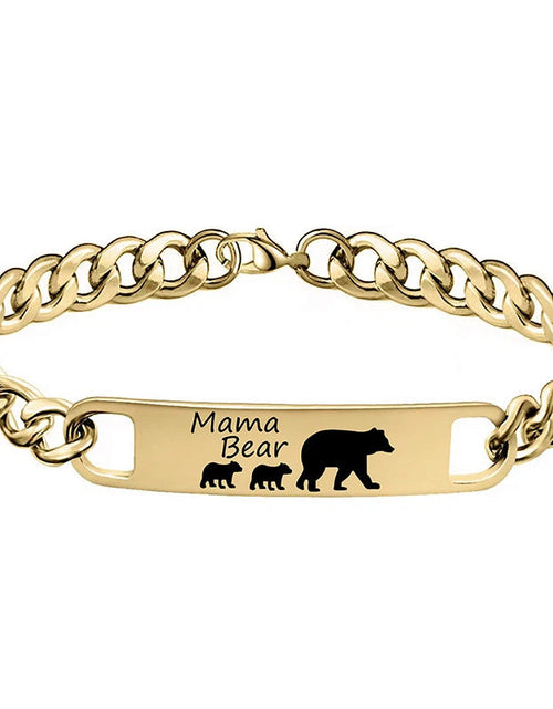 Load image into Gallery viewer, Customized 3-5 days Stainless steel Mama Bear Mother's Day gift engraved titanium steel bracelet
