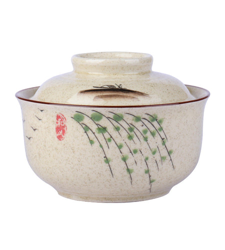 6.5 inch instant noodles bowl with cover bento box student underglaze color ceramic suit Lamian Noodles bowl canteen tableware