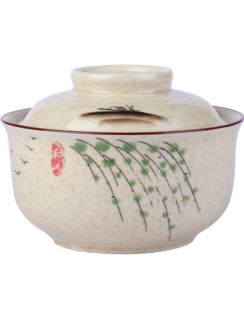 Load image into Gallery viewer, 6.5 inch instant noodles bowl with cover bento box student underglaze color ceramic suit Lamian Noodles bowl canteen tableware
