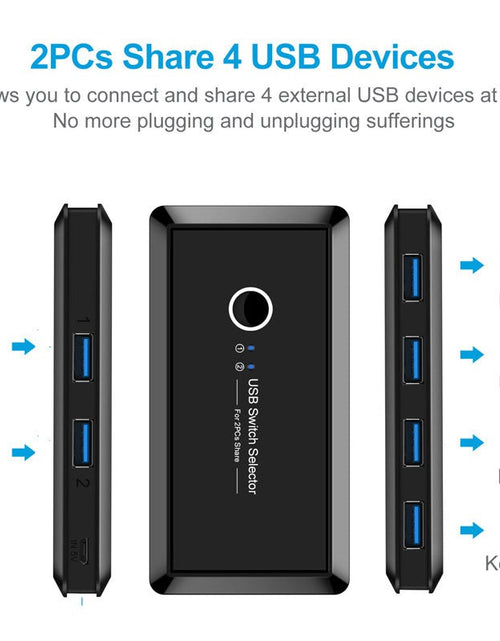 Load image into Gallery viewer, USB 3.0 printer sharer 4-port USB multi interface two computer switchers and splitters
