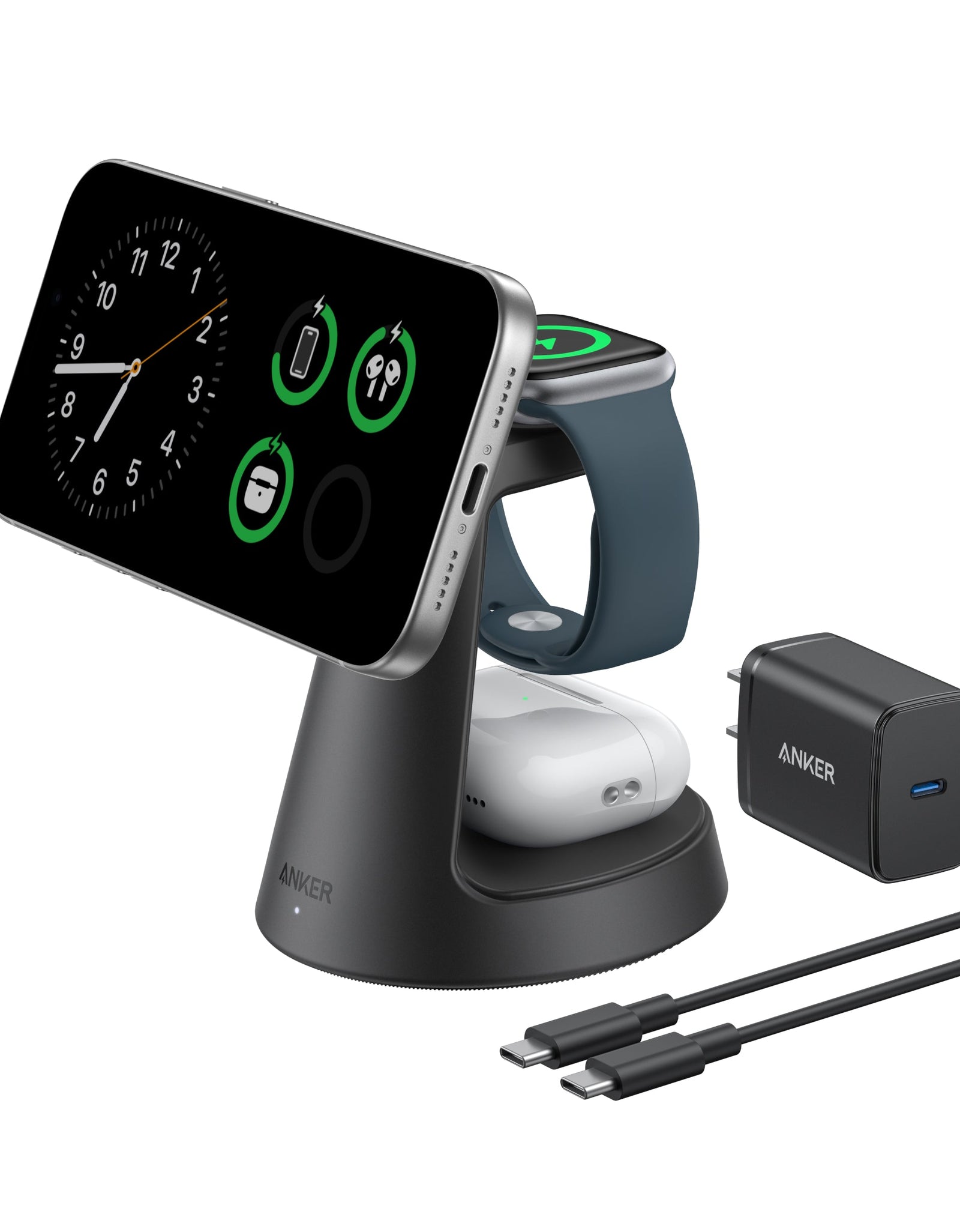 Anker MagGo Wireless Charging Station (3-in-1, Dock Stand)