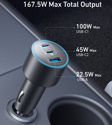 Anker Nano Car Charger (167.5W, 3 Ports)