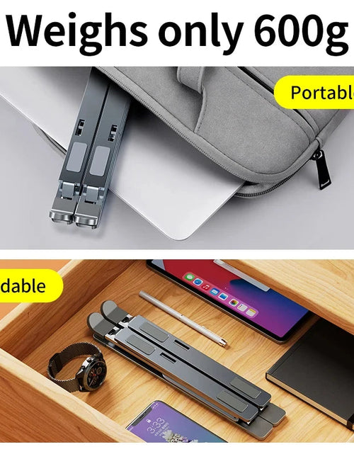 Load image into Gallery viewer, N8 Laptop Stand Adjustable Aluminum Desktop Cooling Pad for Macbook Notebook Bracket Support Foldable Portable Laptop Holder

