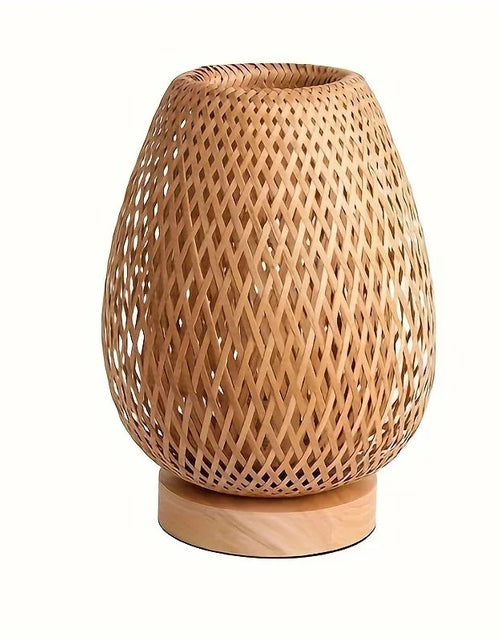 Load image into Gallery viewer, Retro Japanese Style Lamp Bamboo Woven Desk Lamp Handmade Rattan LED Desk Lamp Wooden House Decoration Light

