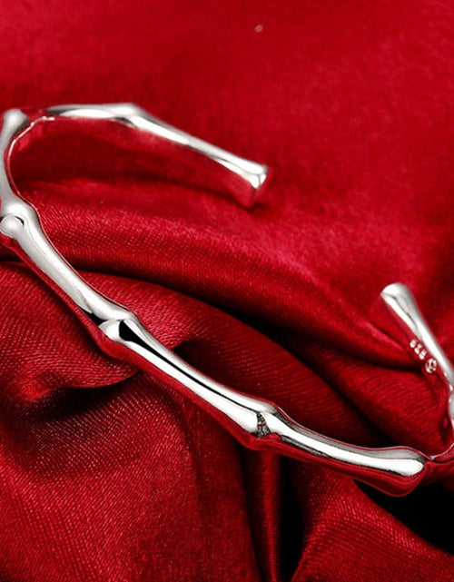 Load image into Gallery viewer, New Romantic Bracelet &amp; Bangles for Women 925 Silver Hot Bamboo Joint Opening Cuff Bracelet Fashion Women Bangles Jewelry
