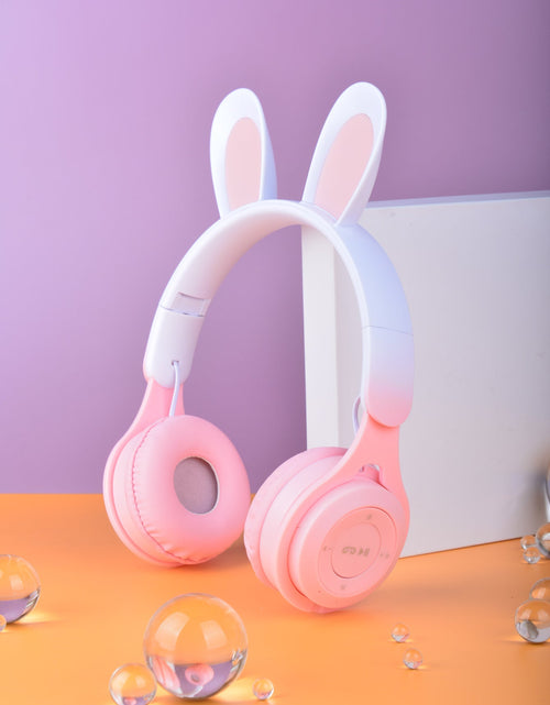 Load image into Gallery viewer, M6R Rabbit Ear Luminous Bluetooth Headset Gradient LED Online Class Children Headworn Wireless Headset
