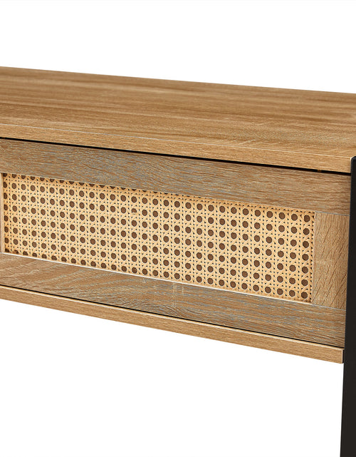 Load image into Gallery viewer, 40.16" Rattan Coffee table, sliding door for storage, metal legs, Modern table for living room , natural
