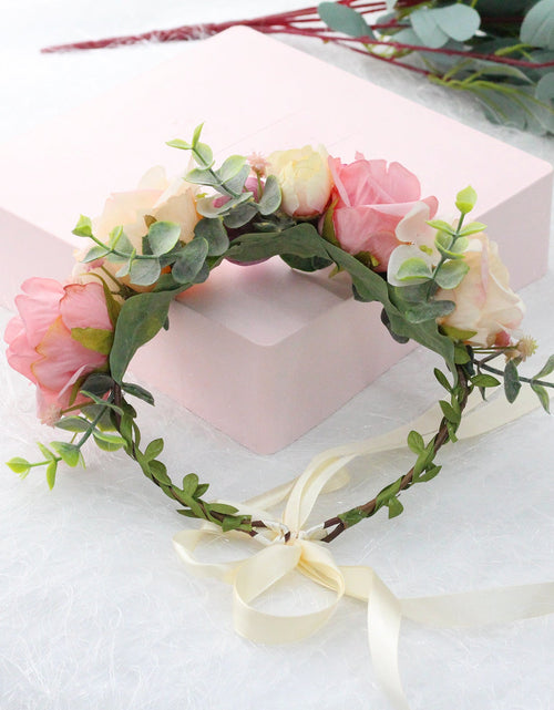 Load image into Gallery viewer, Spring and summer flower garland headwear simulation rose crown water grass headband bride travel photography hair accessories
