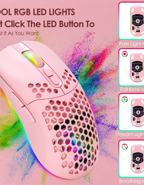 Load image into Gallery viewer, Charging hole the third mock examination Bluetooth wireless mouse lightweight mute cellular RGB light-emitting pink mouse
