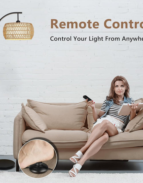 Load image into Gallery viewer, Arc Floor Lamp with Remote Control, Dimmable LED Floor Lamp with 3 Color Temperature Boho Farmhouse Tall Pole Lamp
