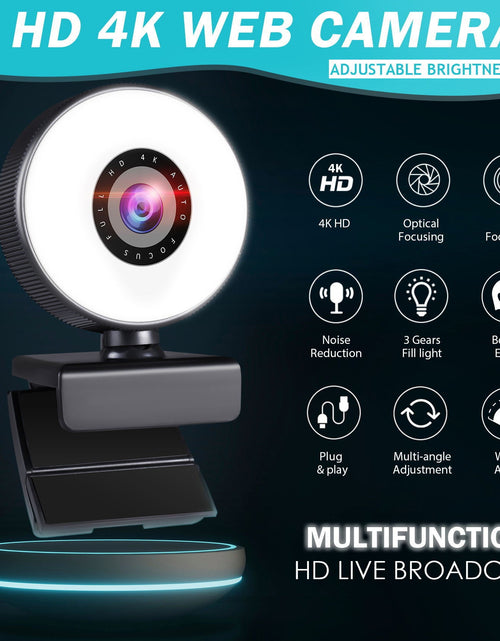 Load image into Gallery viewer, 4k beauty autofocus 1080p computer camera high-definition touch USB live streaming webcam2k fill light
