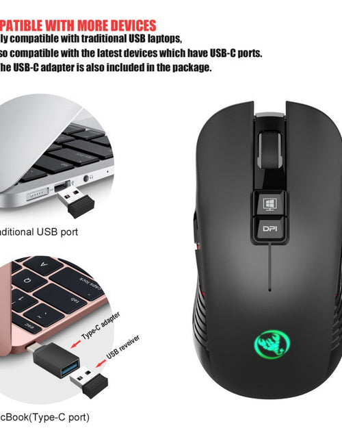 Load image into Gallery viewer, New Rechargeable Wireless Mouse 3600dpi Adjustable Colorful Luminous Gaming Mouse 7D Can Turn Off Lights
