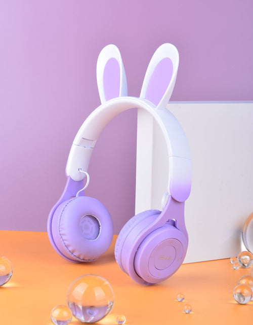 Load image into Gallery viewer, M6R Rabbit Ear Luminous Bluetooth Headset Gradient LED Online Class Children Headworn Wireless Headset
