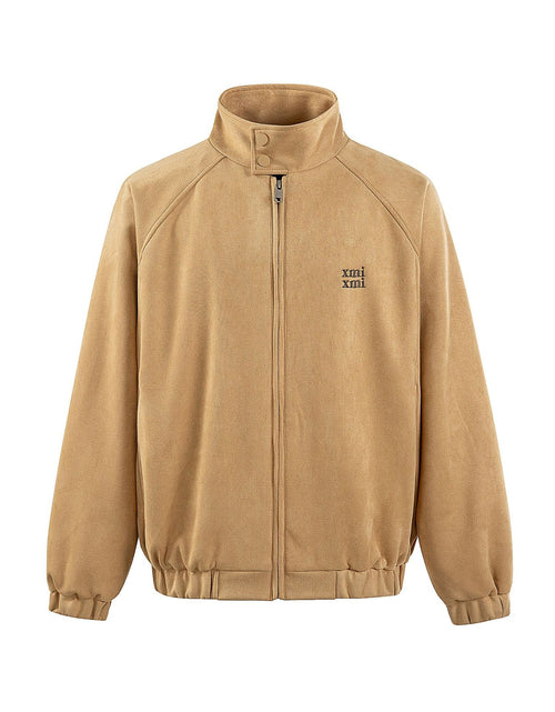 Load image into Gallery viewer, Simple Embroidery  Velvet  Stand Collar Loose Fit  Jacket Outerwear
