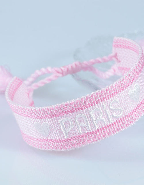 Load image into Gallery viewer, Embroidered Eiffel Tower ethnic style woven ribbon wrist strap Paris Sports Games wristband souvenir from France
